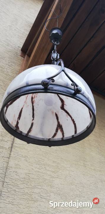 Lampa wisząca duża szklana metaloplastyka metal Garwolin