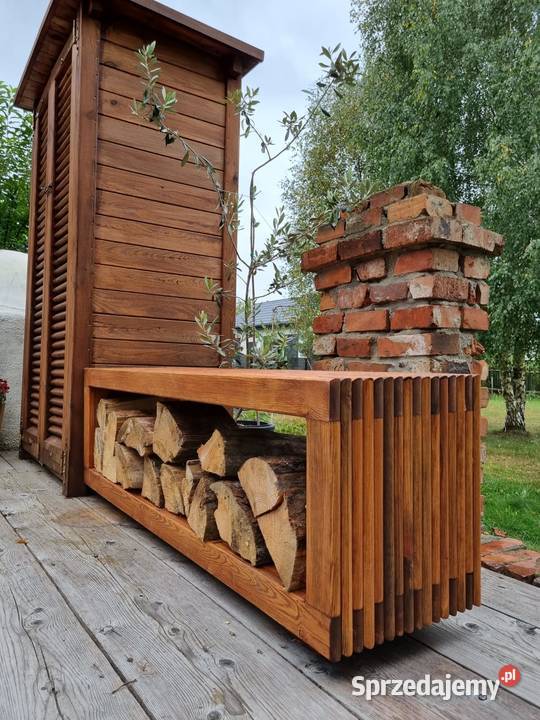 Ławka masywna siedzisko drewniane ogrodowe 3D Kalety