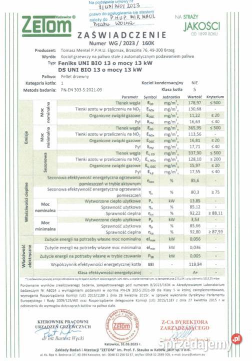 Kocioł piec co 13kW do 160m2 pellet 5 klasa