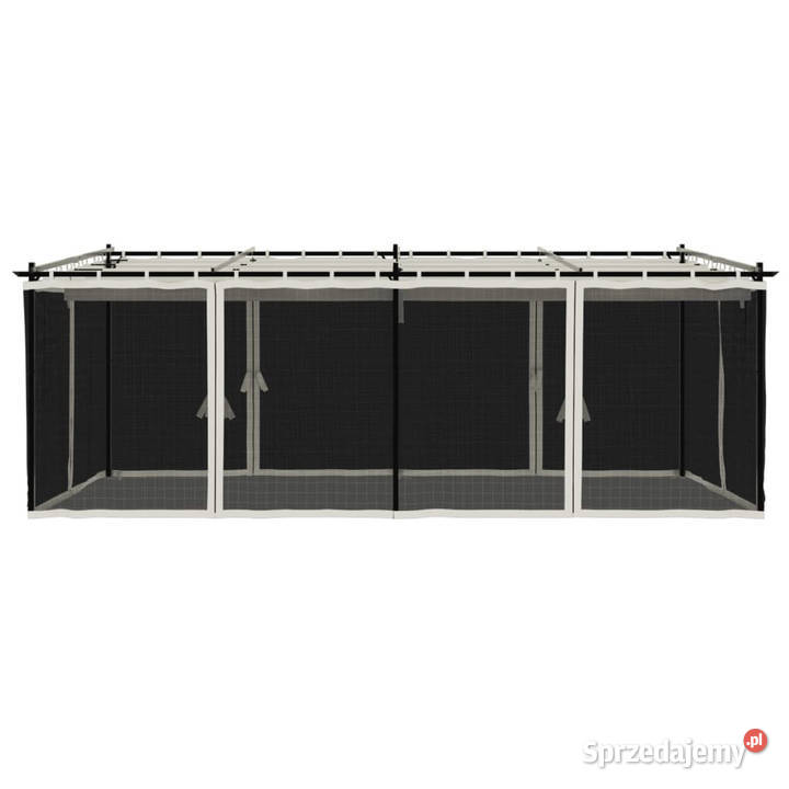 Altanka ze ścianami z siatki kremowa 6x3 m stal Warszawa