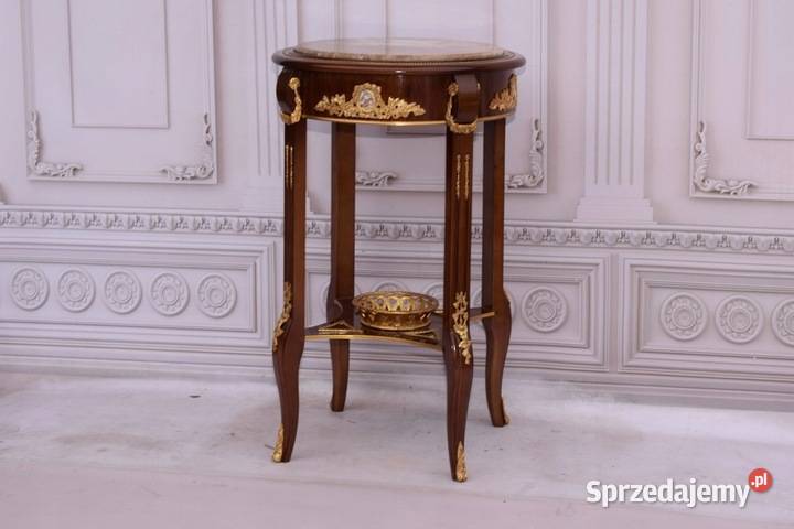 Barokowy Okrągły Stolik Kwietnik Stół Drewno Stoły i stoliki ogrodowe Kraków