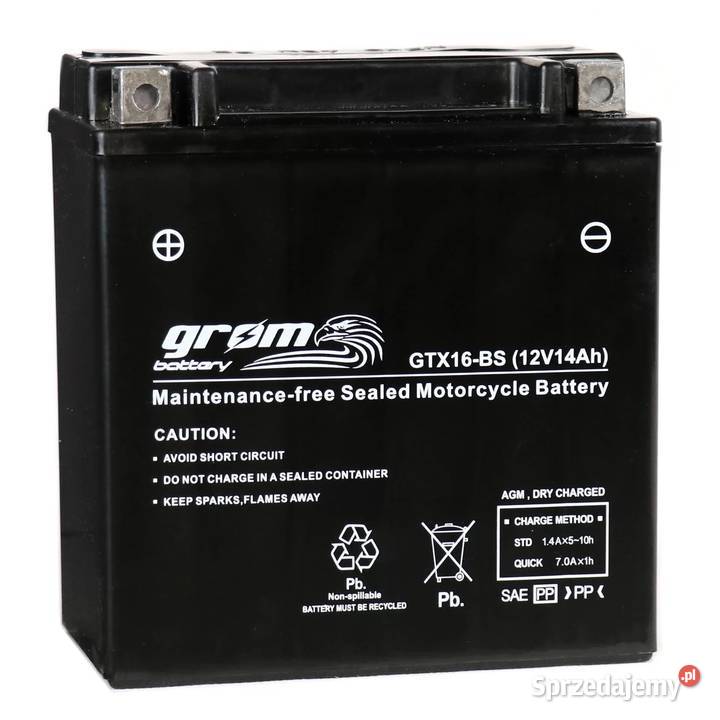 Akumulator motocyklowy GROM GTX16BS YTX16BS 12V kujawsko-pomorskie Toruń sprzedam