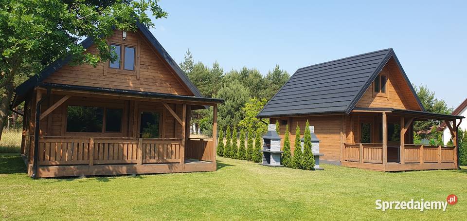 Domki domek z bala jeziorem Głuszyńskim plaży Orle