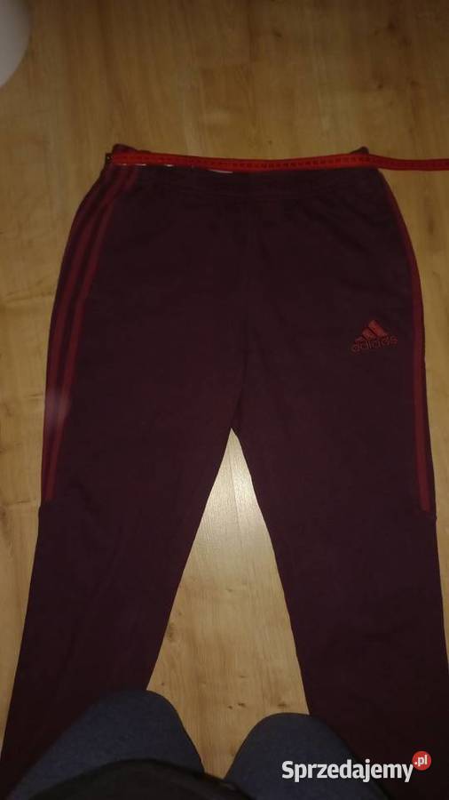 Spodnie dresowe Adidas męskie S bordowe 3 paski Moda i Styl Koło