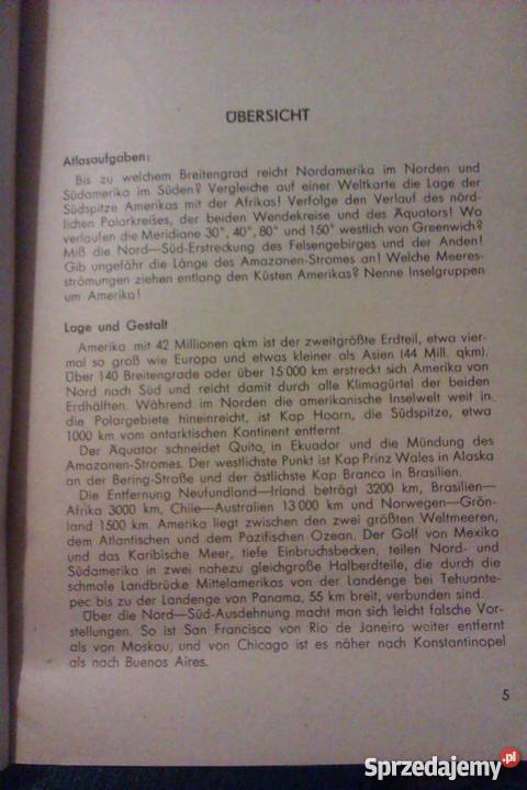 Lehrbuch der Erdkunde Amerika 1948r Antyki Skokowa