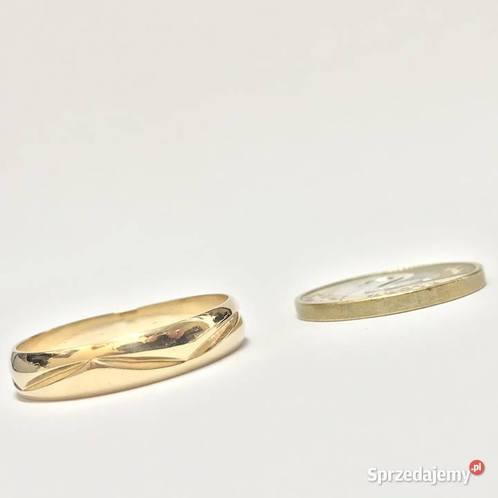 OBRĄCZKA męska z żółtego złota 585 14K ZDOBIONA Warszawa