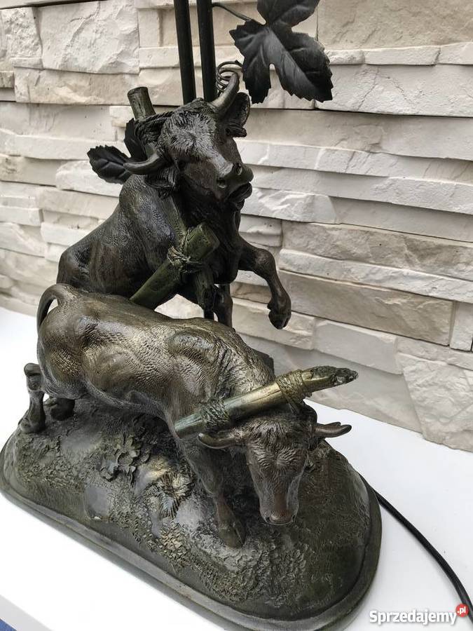 73 SYGNOWANA wielka rzeźba Lampa gabinetowa z Kłodzko