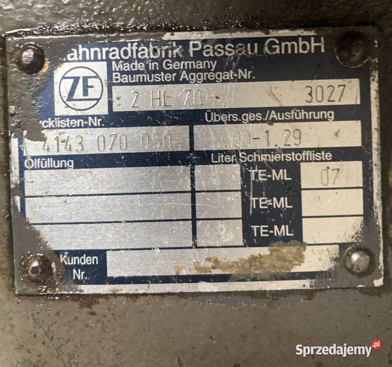 Skrzynia biegow ZF2HL70 CAT313CAT312VOLVO EW140