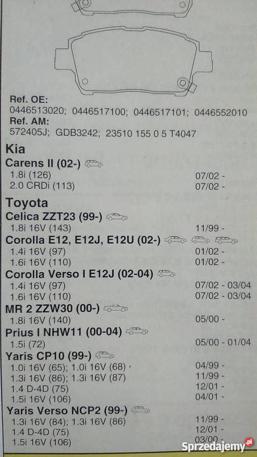 Klocki hamulcowe TOYOTA KIA Ciechanów