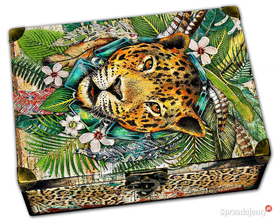 SZKATUŁKA pudełko drewniane JAGUAR Amazonia Bydgoszcz
