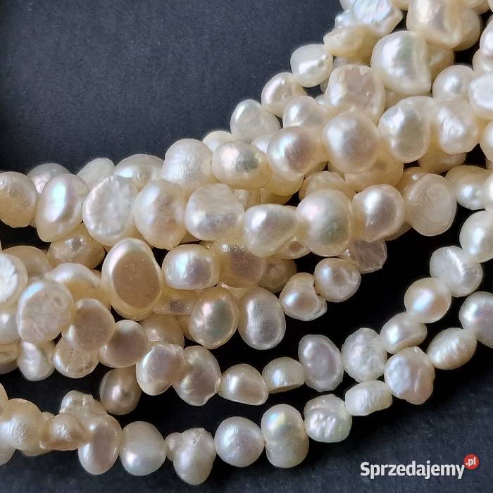 BIAŁE BAROKOWE PERŁY NATURALNE NASZYJNIK I