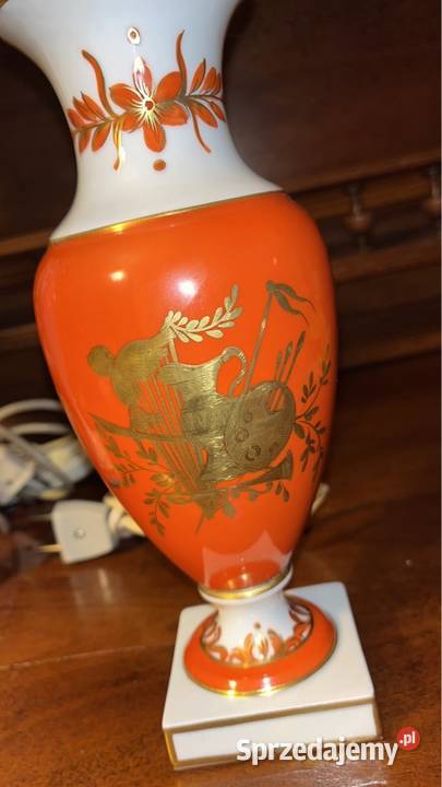 Lampa z łabędziami Syg Kaiser Błękitna złocona z Gdańsk