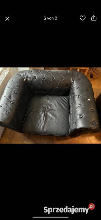 Fotele chesterfield czarna skóra Fotele Nowogard sprzedam