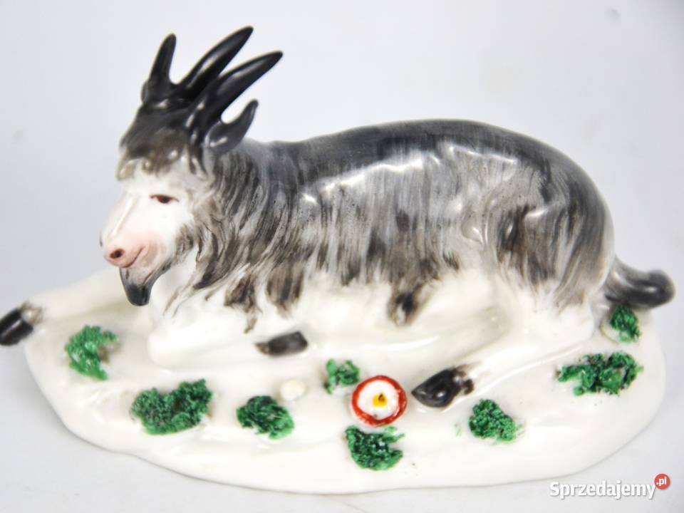Kozioł leżący porcelana Edm Samson Francja XIXw Bronisze