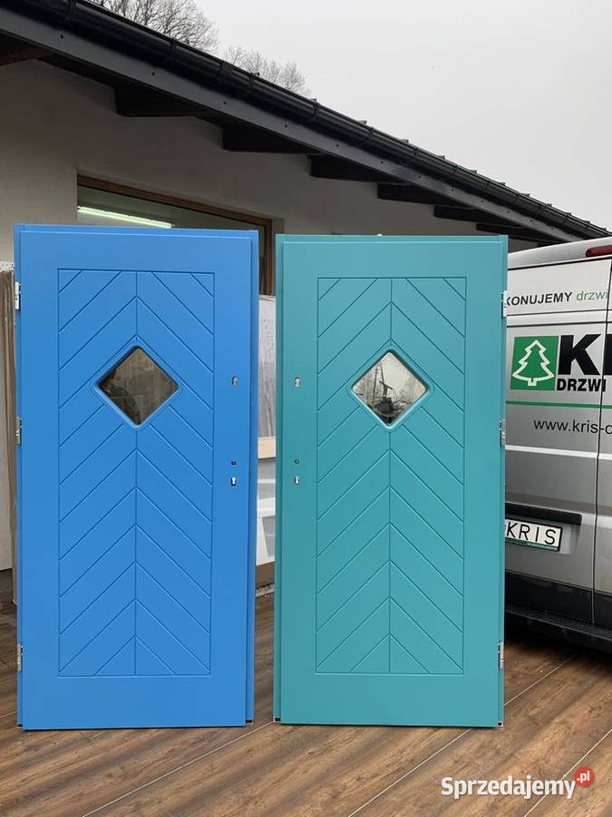 DRZWI ZEWNĘTRZNE GR 75MM DREWNIANE dąb ral 5010 Drzwi i okna Drzwi i okna kujawsko-pomorskie Grzybno