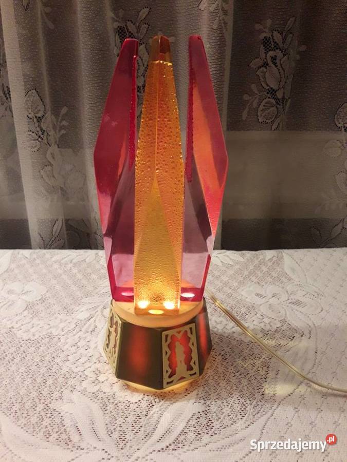 Lampka nocna kryształy lampa stołowa brązowa PRL łódzkie