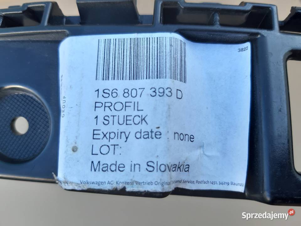 VW UP ŚLIZG ZDERZAKA LEWY TYŁ PROWADNICA Bieleń