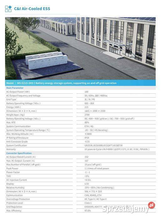 Magazyn Energii DEYE MSGS2152H3 215kWh 100kW CI małopolskie