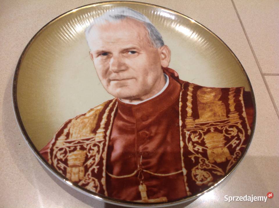 Talerz Porcelanowy Dekoracyjny Papierz Jan Paweł Nowa Sól