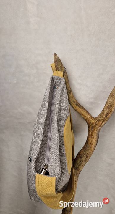 Jasnoszara torba handmade z regulowanym paskiem Na ramię  Torby i torebki Wrocław