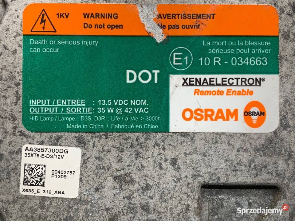 PRZETWORNICA XENON FORD MUSTANG V AA3857300DG