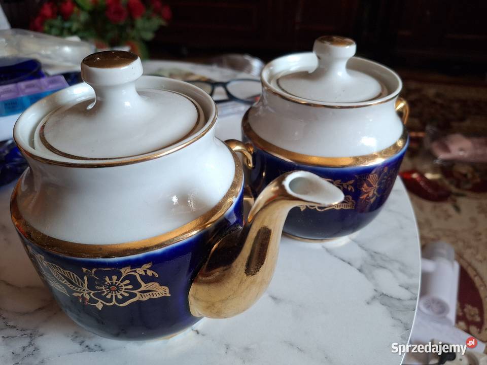 Dzbnek I cukiernica porcelana Kobalt biel i Dzbanki, karafki i mleczniki Warszawa