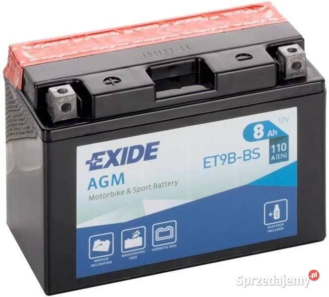 Akumulator motocyklowy EXIDE ET9BBS YT9BBS 12V Gdynia sprzedam