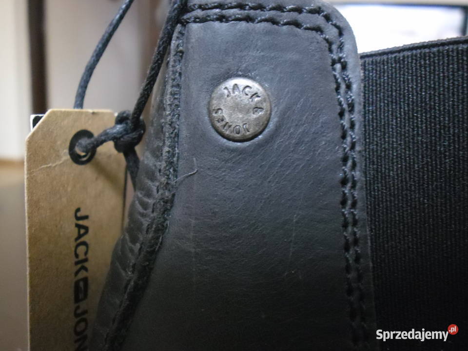 JACK JONES SZTYBLETY MĘSKIE CZARNE SKÓRA Pozostałe Moda i Styl Jasło