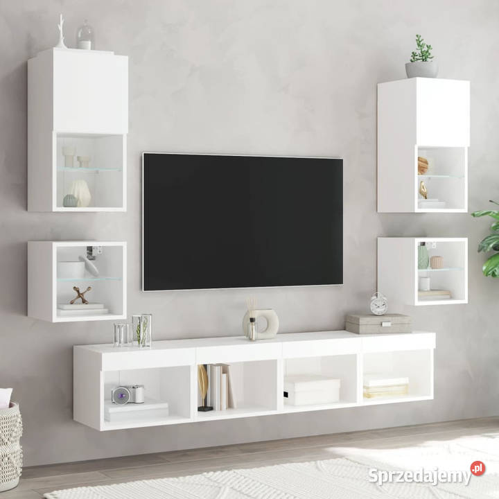 Ścienna szafka telewizyjna z LED biała 30x285x30 Warszawa