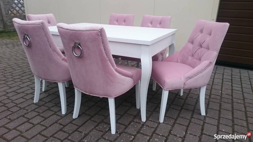 Krzesło pikowane tapicerowane z kołatką glamour chesterfield