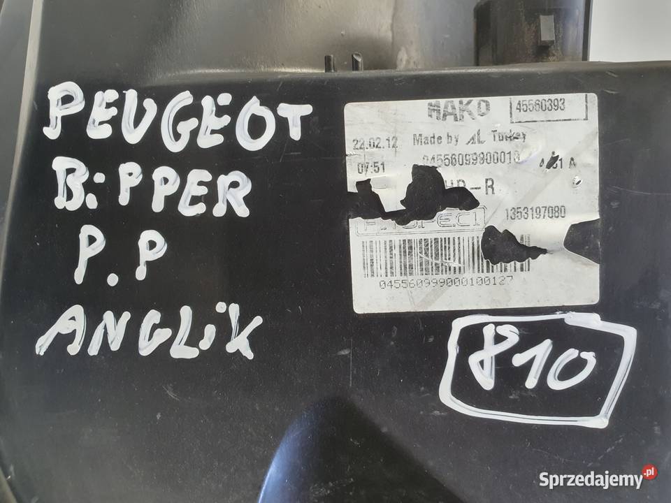 Peugeot Bipper 0717r PRZEDNIA LAMPA PRAWA PRAWY Oświetlenie Janów