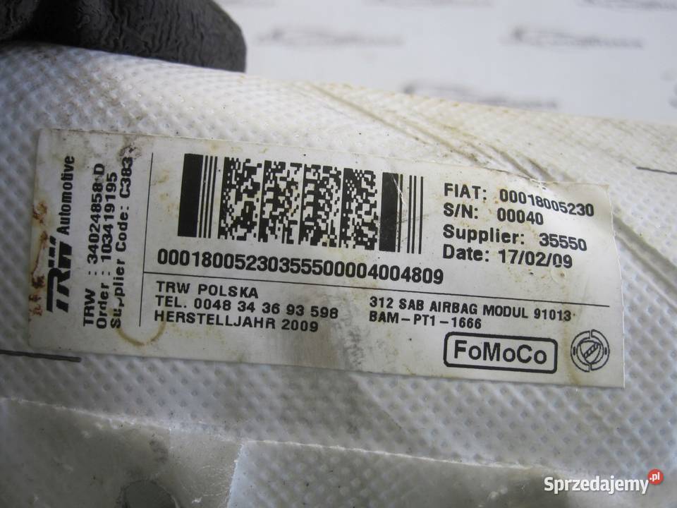 FIAT 500 09r AIRBAG poduszka fotela lewa Kielce