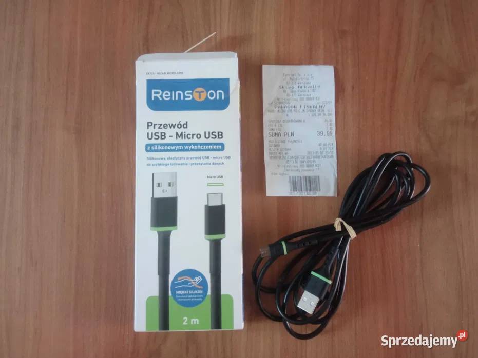 Kabel przewód USB micro-USB ładowarka Reinston silikonowy 2m
