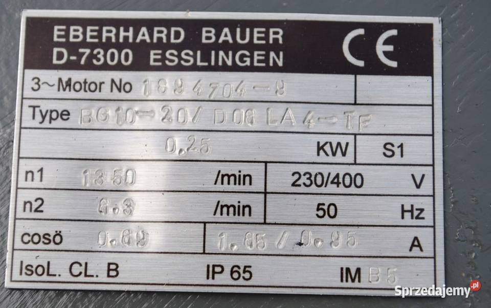 Motoreduktor kołnierzowy 025kw 63obrmin BAUER Biznes i Przemysł Kargowa