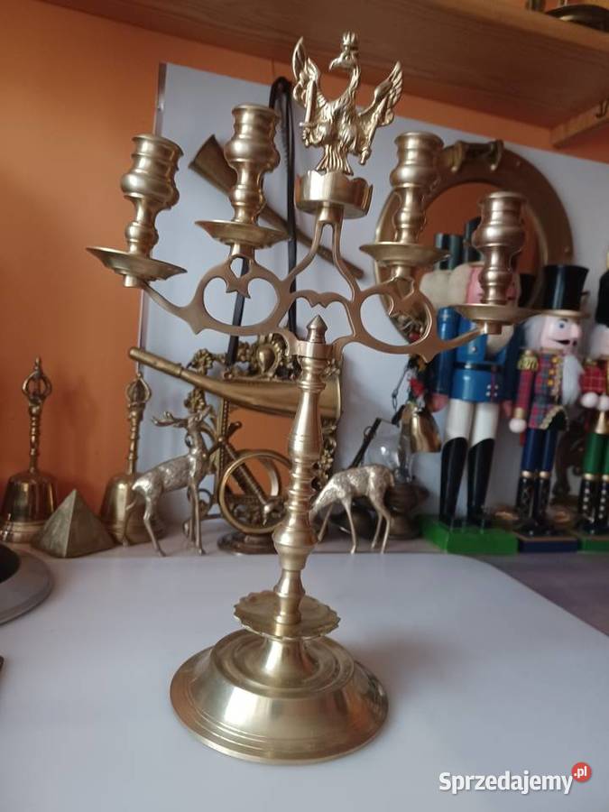 Piękny świecznik mosiężny Księstwo Warszawskie Poznań