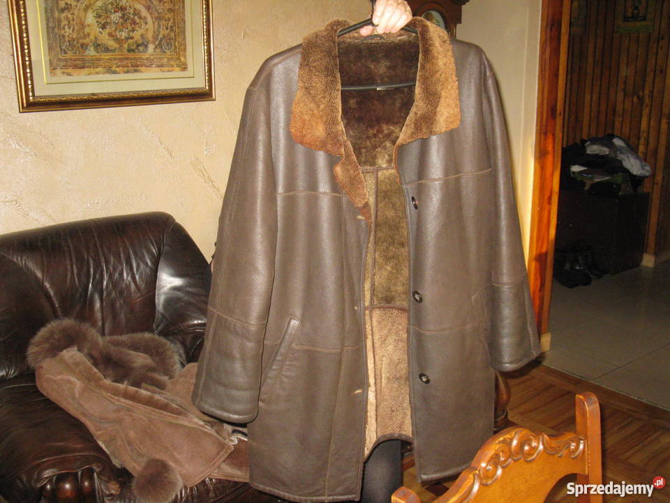 Włoski lekki kożuch damski brązowy/beżowy