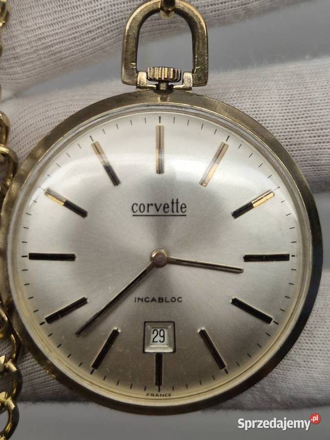 Pozłacany zegarek kieszonkowy Corvette vintge Chorzów