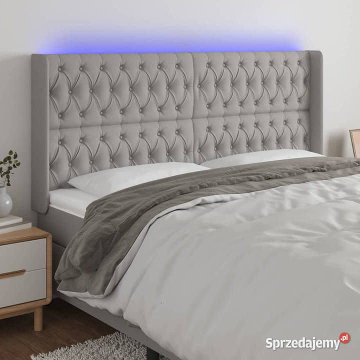 Zagłówek do łóżka z LED jasnoszary 183x16x118128