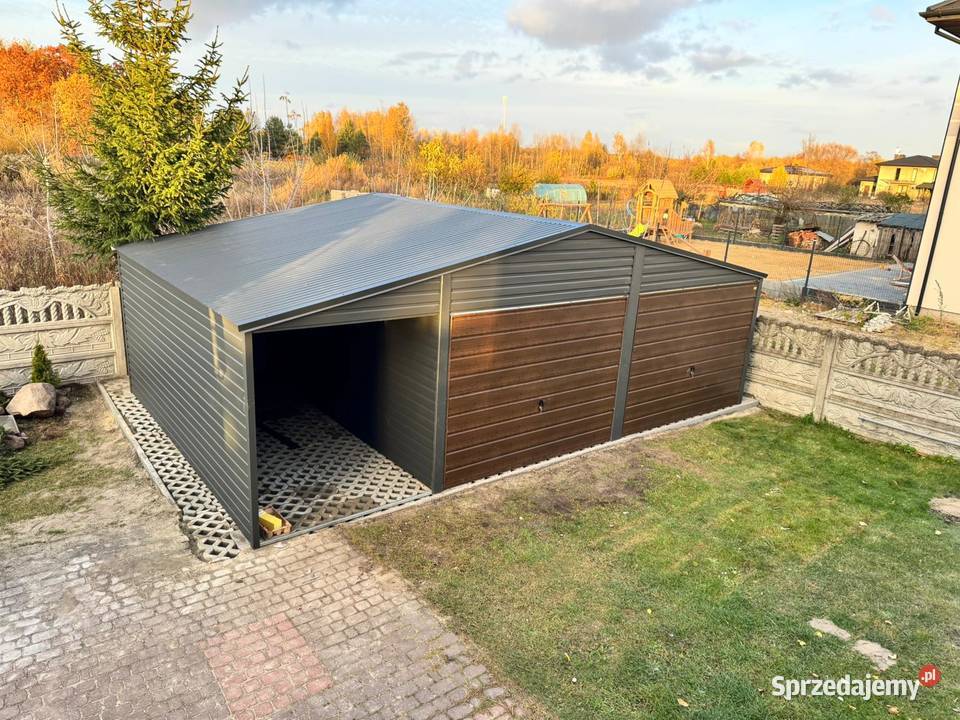 Garaż Blaszany Drewnopodobny 9x6 spad na przód 54m2 Sprzedaż mazowieckie Radom