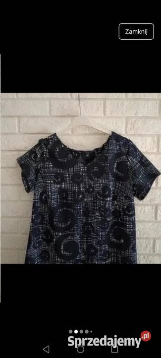 Sukienka granatowa wzór vintage krótki rękaw Krosno sprzedam