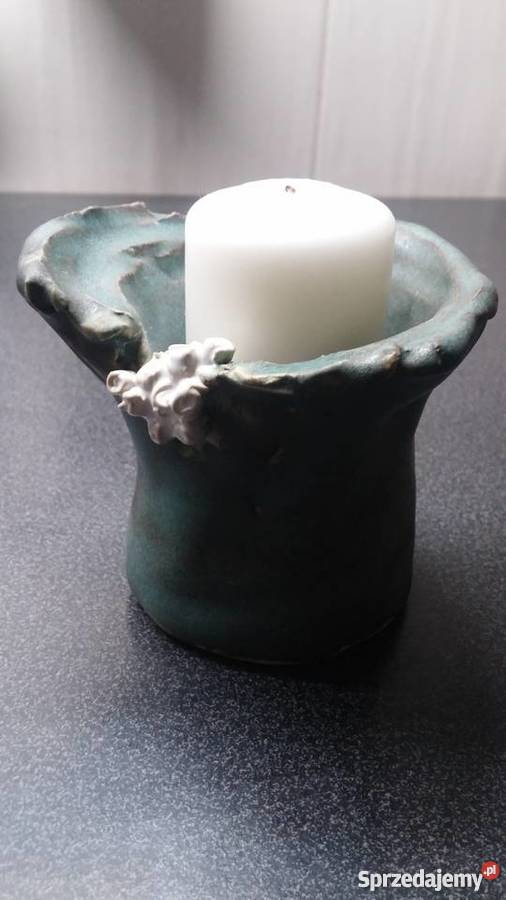świecznik ceramiczny z białymi kwiatkami Warszawa