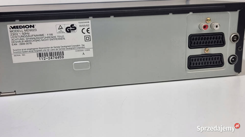 Medion VideoVHS 6 głowic MD 9023 MD9023 VHS Międzychód