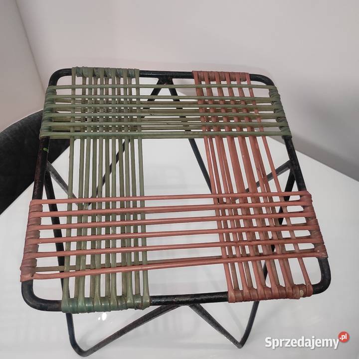 Taboret pleciony proj W Wołkowski lata 60 PRL
