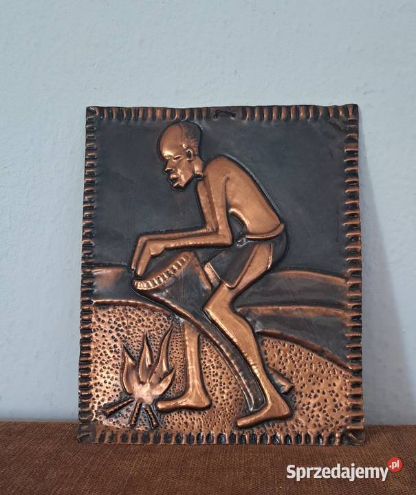 miedziana ręcznie wykonana płaskorzeźba Afryka mazowieckie Warszawa sprzedam