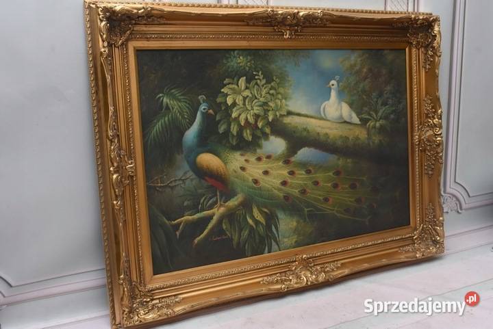 Dwa Kolorowe Pawie Na Drzewie Paw Obraz Olejny Kraków