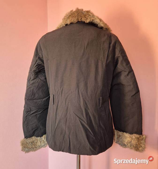 Kurtka jesienna damska z futrem królika