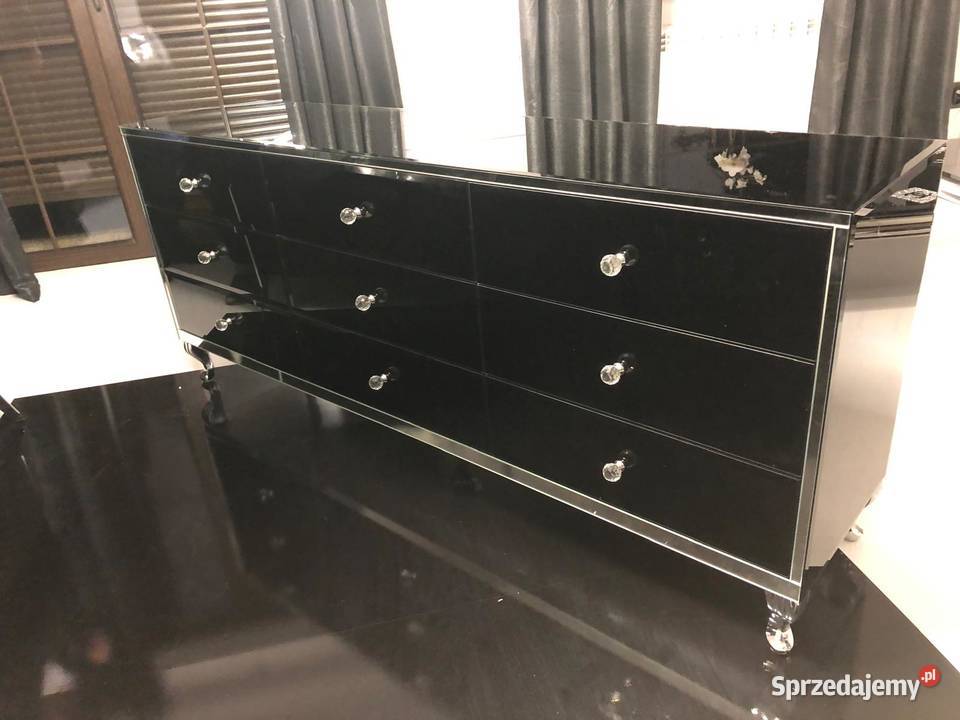 Ekskluzywna Komoda Szklana 170 Czarny Mirror Komody
