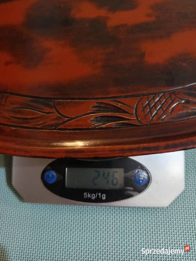 Zabytkowa taca drewniana ręcznie rzeźbiona Warszawa