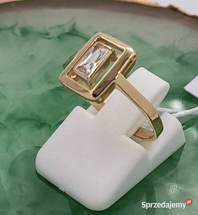 Pierścionek r16 Złoty pr585 Prostokąt z wielkopolskie Poznań
