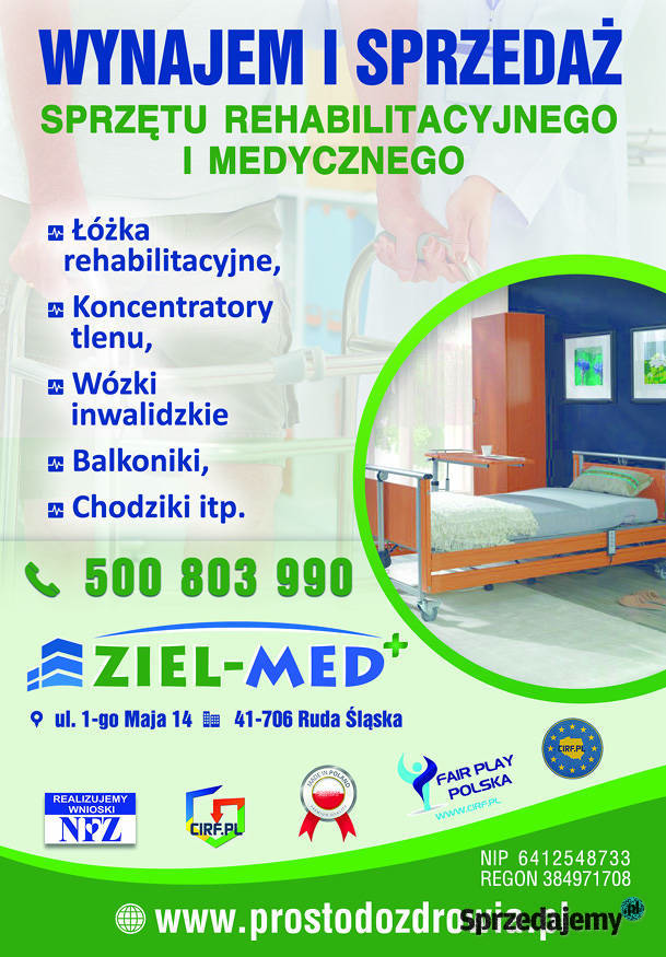 łóżka rehabilitacyjne wynajem śląskie Ruda Śląska